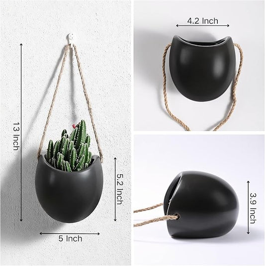 Set of 3 Ceramic Wall Planters Decor Small Hanging Vases Lovely Flower Pots | Wall Decor for Home, Entryway, Hallway, Deck, Bathroom, Living Room, Dining Room, Garden, Farmhouse, Restaurants, Office, etc