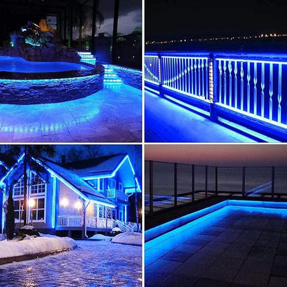 SURNIE LED Rope Lights Outdoor Waterproof 150ft Strip Lights Blue 110V Indoor Cuttable Connectable Lighting installations for Bedrooms, Stairs, Wedding Parties, Backyards, Pool, Not Tube Rope