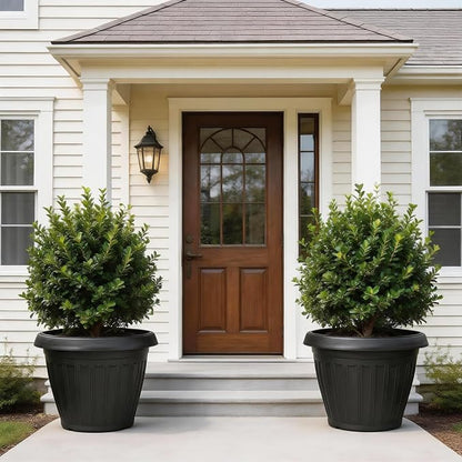 RooTrimmer 20 Inch Large Plant Pots Outdoor,Heavy Duty Plastic Planters with Drainage Holes,Black Flower Pots for Patio Porch Garden Indoor Outdoor Plants,Trees & Palms(5 Pack)