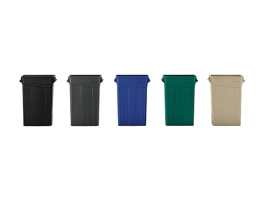 Suncast Commercial 23-Gallon Narrow Trash Can with Handles - Durable Garbage Can, Gray, Made in the USA