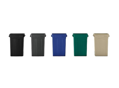 Suncast Commercial 23-Gallon Narrow Trash Can with Handles - Durable Garbage Can, Gray, Made in the USA