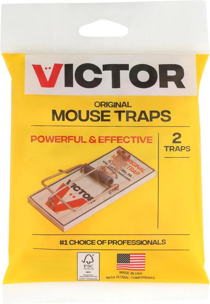 Victor Metal Pedal Mouse Traps, 12-Pack, Reusable Wooden Snap Traps | FSC Certified Wood, Indoor Mice Control Pest Elimination, Rodent Killer Control, Clean & Quick Trapping, Mice Traps for House