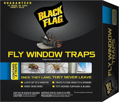 Black Flag, Fly Window Trap, 4-Count, Clear,(Pack of 12)