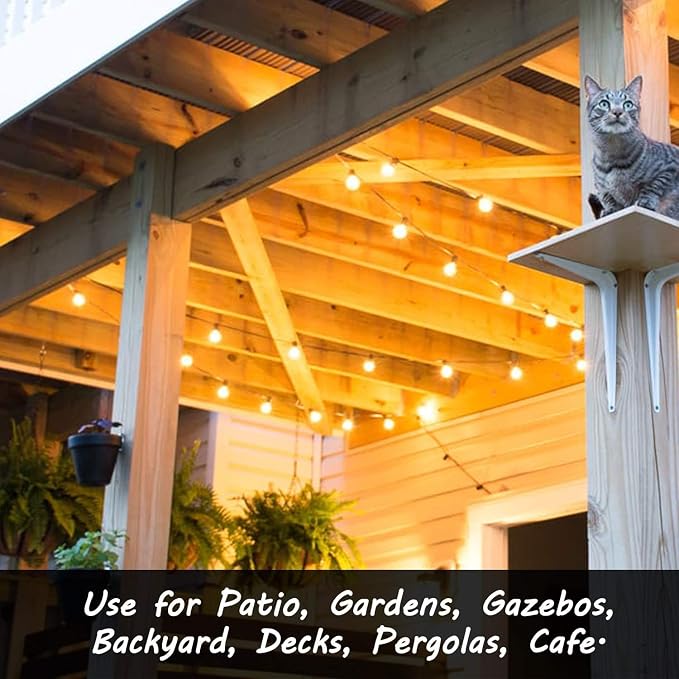 Banord 50FT G40 Globe String Lights with 26 Dimmable Plastic Bulbs, 2700K Waterproof Outdoor LED Lights for Patio, Porch, Cafe, Backyard, E12 Screw Base