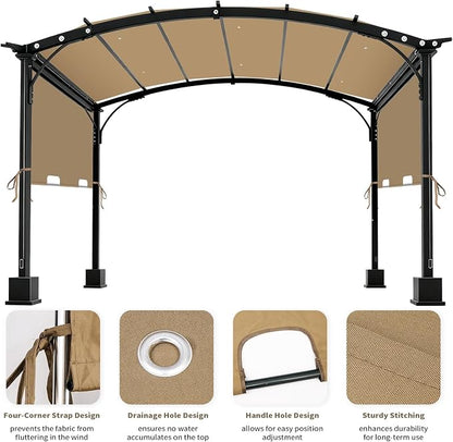 85"x 208" Universal Pergola Shade Cover, Garden Shade Replacement for 17x7.4 Ft Outdoor Pergola Structure, Patio Gazebo Canopy, Porch, Balcony Waterproof Top (Cover Only, Khaki)