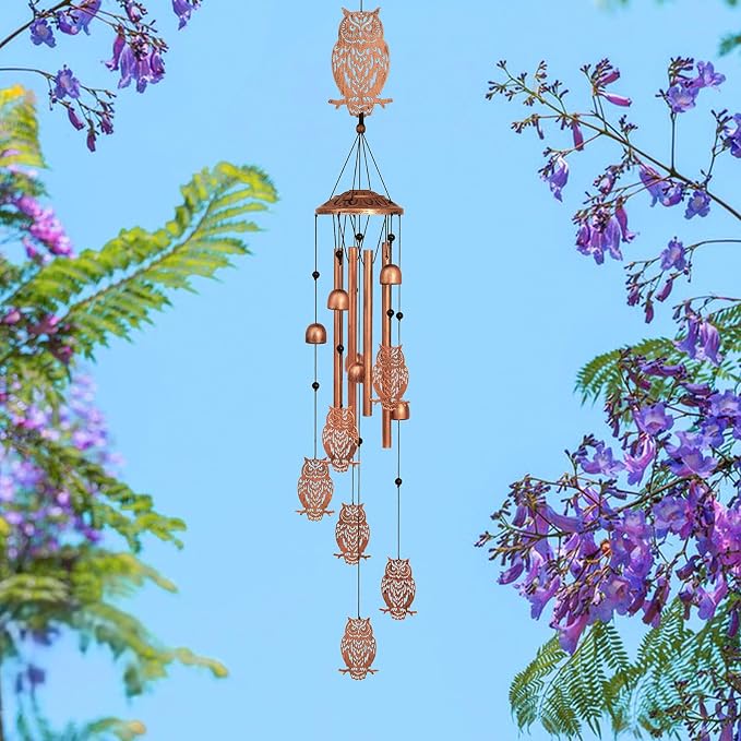GDNSFIT Owl Wind Chimes for Outside,Metal Windchimes,Owl Gifts for Women/Men,Wind Chime Garden Decor Outdoor,Memorial/Housewarming/Birthday/Festival Gifts,Front Yard Decor