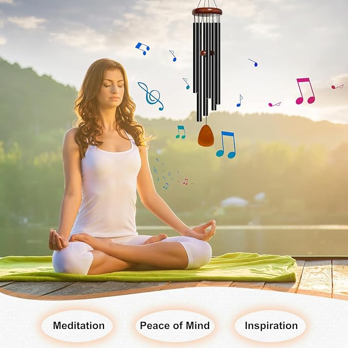 Bursvik Wind Chime for Outside Deep Tone, 42 inch Large Wind Chimes, 6 Heavy Duty Tubes Aluminium Metal Extra Large Wind Chimes, Decoration for Garden, Patio, Yard, Gift for Mother's Day(Waterdrop)