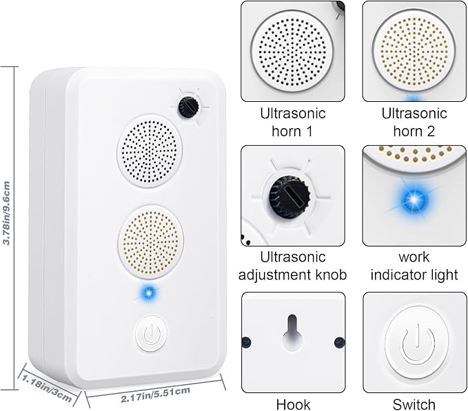 2026 Ultrasonic Bird Repellent Devices Outdoor Bird Repellent for Attic,Rechargeable Pigeon Deterrent Ultrasonic Bat Repellent Indoor to Keep Birds Away from Porch,Yard,Garden,Balconies