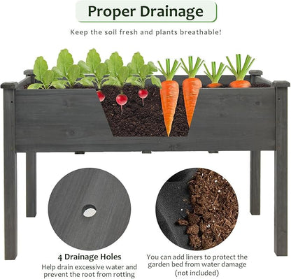 S AFSTAR Raised Garden Bed with Greenhouse Cover, Elevated Wooden Planter Box, 47”L x 24”W x 30”H, Outdoor Gardening Planting Bed for Vegetables Flowers & Herbs Grow Backyard Patio Lawn