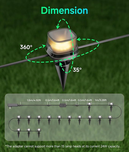 DeckTok Outdoor Ground Lights, 50ft Smart RGBCW LED Pathway Lights Work with Alexa, Google Assistant, 15 Pack IP67 Waterproof Landscape Lighting for Path Yard Lawn Patio Pool Fence and Party Decor