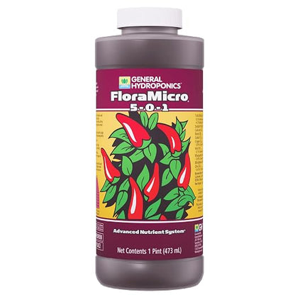 General Hydroponics FloraMicro 5-0-1 Plant Food, Part of FloraSeries Advanced Nutrient System for Plants, 16 oz.