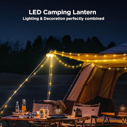 OGERY 2-Pack Camping String Lights, 32.8FT Rechargeable Christmas String Lights Outdoor/Indoor, 8 Modes 4-in-1 Quick Storage Fairy Lights Portable Lamp for Xmas Tree Decor Party Camping Essentials