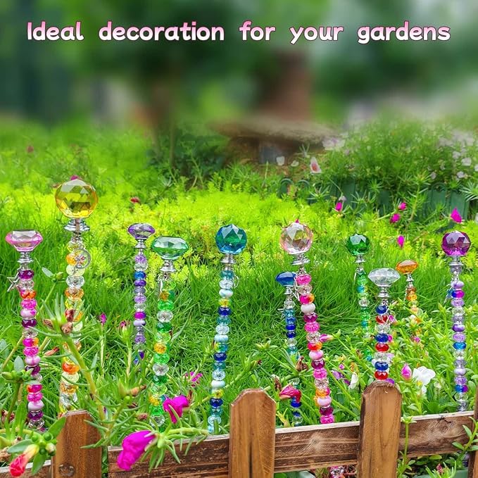 320 Pcs Beadable Items - DIY 10&12 Inch Fairy Wand Beaded Garden Stakes Decorative Kit, Fairy Garden Accessories Outdoor Kit for Different Festivals