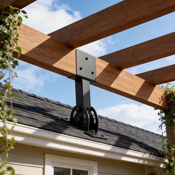 4 Pcs 2“x 4”Heavy Duty Roof Riser Brackets Kit | Adjustable Height Angle Pergola Brackets|Roof Riser Beam Bracket for Gazebos|Carports|and Patios