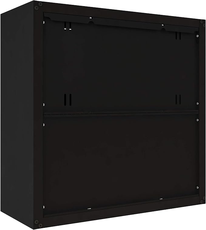 Floating Garage Storage Cabinet - Heavy-Duty Wall Mount Steel Cabinet, Lockable 2-Door Design, Removable Shelf, 44 lbs Capacity, Ready-to-Assemble Metal Garage Organizer (Black and Grey)