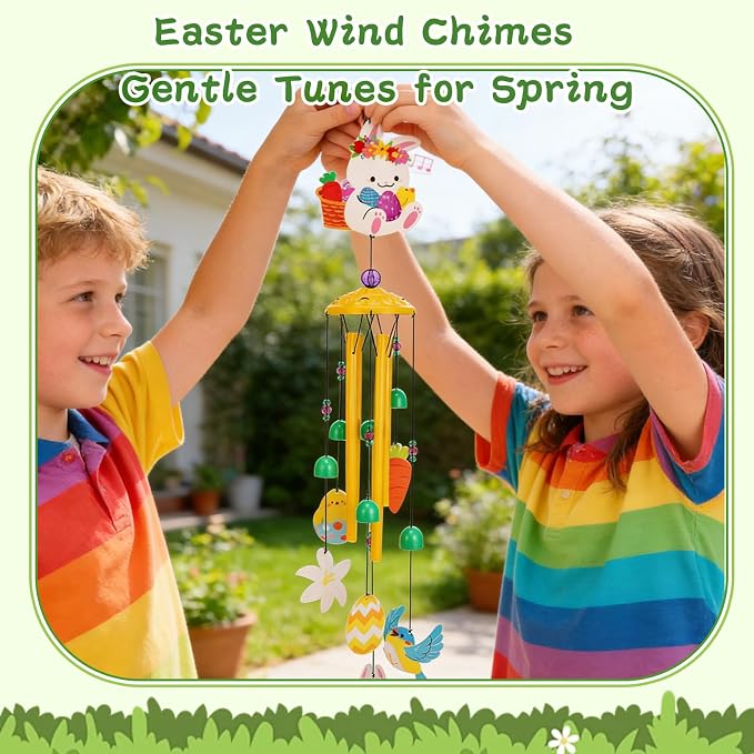 Bunny Wind Chimes Outdoor Garden Metal Wind Chimes with Gift Box | Bunny Wind Chimes for Porch Patio Yard Balcony Garden Decor Gift for Women Moms Friends