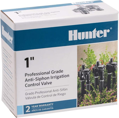 Hunter 1" Anti Siphon Irrigation Valve, Sprinkler Valve with Backflow Preventer, Flow Control, 24V Solenoid, Fits Lawn Sprinkler and Drip Irrigation Systems (PGV-101-ASV) No Size (Pack of 5)
