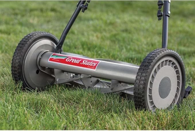 Great States 815-18 18-Inch 5-Blade Push Reel Lawn Mower, Grey