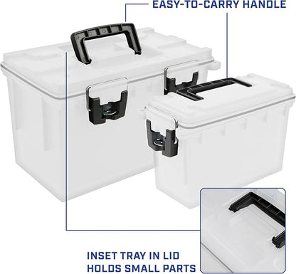 Sheffield Ammo Box Made in USA, Stackable Lockable Ammo Storage Box, Frost | XL & Standard Lockable Storage Box, Water & Dust Resistant Dry Box, Secures Hunting Gear, Gun Accessories, Supplies, Bullets