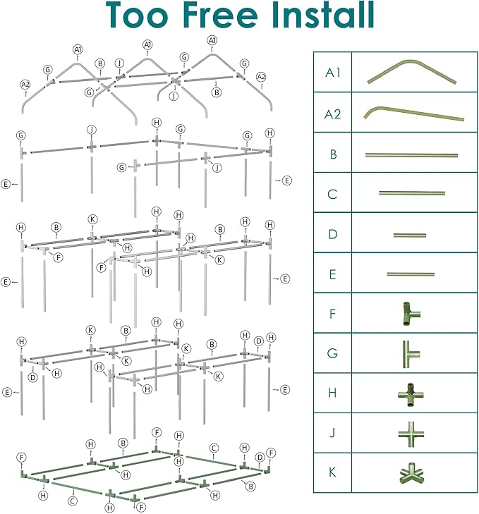 Twira Greenhouse for Outdoors, 48" x 73.2" x 74.8" Walk in Plant Greenhouses Heavy Duty with Thicken PE Cover, 3 Tiers 8 Shelves Greenhouse Plastic, Portable Green House for Outside, Patio, Gardening