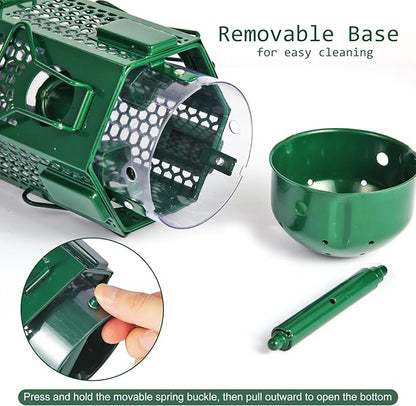 Squirrel Proof Bird Feeders with Removable Base, Metal Wild Bird Feeder for Outdoors Hanging, 6 Weight-Activated Ports Perches, 3LB Seed Capacity(Green)