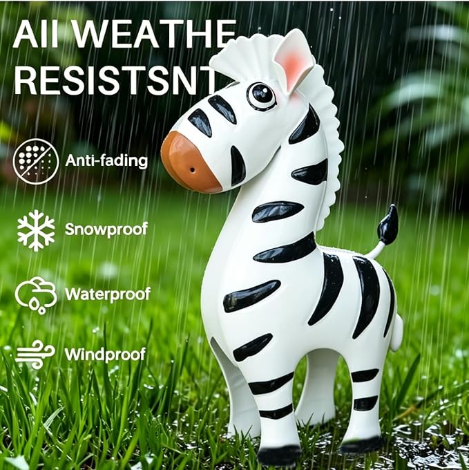 Metal Zebra Figurine Garden Outdoor Sculptures Decor | Cartoon Metal Zebra Statues for Garden, Fence,Porch,Lawn or Shelf Home Decor