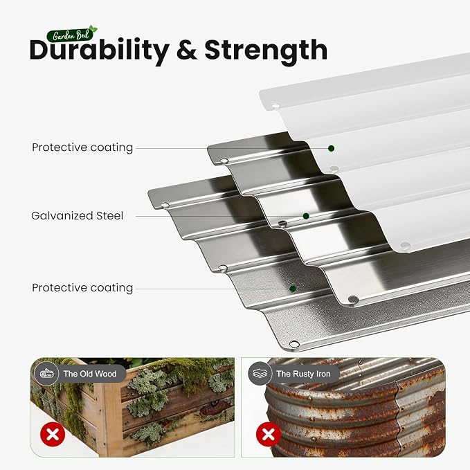 2 Pack Raised Garden Bed 6x3x1ft, Planter Raised Beds for Gardening, Vegetables, Flowers, Large Metal Raised Beds, Tool-Free Design- White