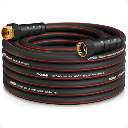 Heavy Duty Garden Hose 25ft, NON-EXPANDABLE Flexible Water Hose, Kink Resistant Lightweight Hybrid Hose, Leakproof Hose Male to Female Fittings