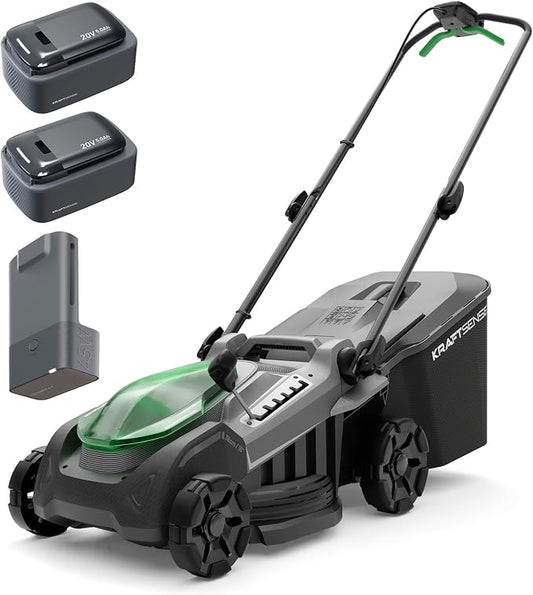 16" Electric Lawn Mower, 40V Cordless Lawn Mower with 2x5.0Ah Batteries & Charger, Brushless Motor, 2-in-1 Mulching & Bagging, 6-Position Height Adjustment, for Small Yards