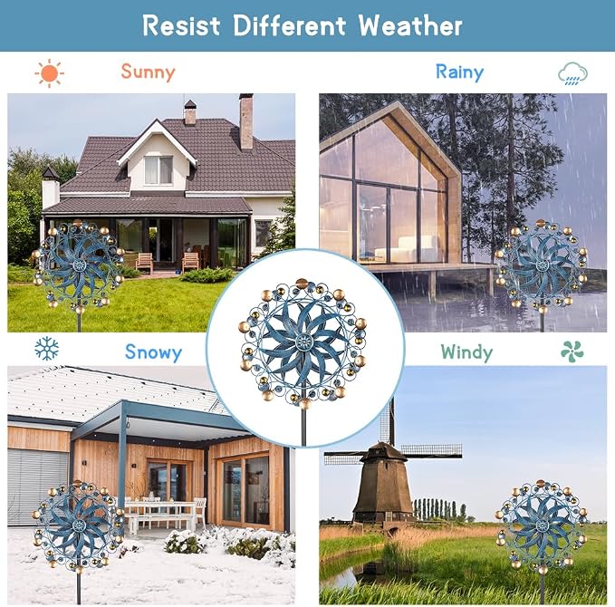 Stargarden Wind Spinner, Retro Wind Spinner Outdoor Metal Pinwheels | 63 * 13 Inch Kinetic Windmill for Yard and Garden Decor