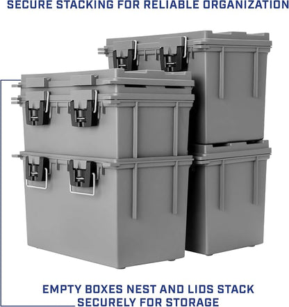 Sheffield XL Ammo Box Made in USA, Stackable Lockable Ammo Storage Box | 2 Pack Lockable Storage Box, Water and Dust Resistant Dry Box, Secures Hunting Gear, Gun Accessories, Supplies, and Bullets