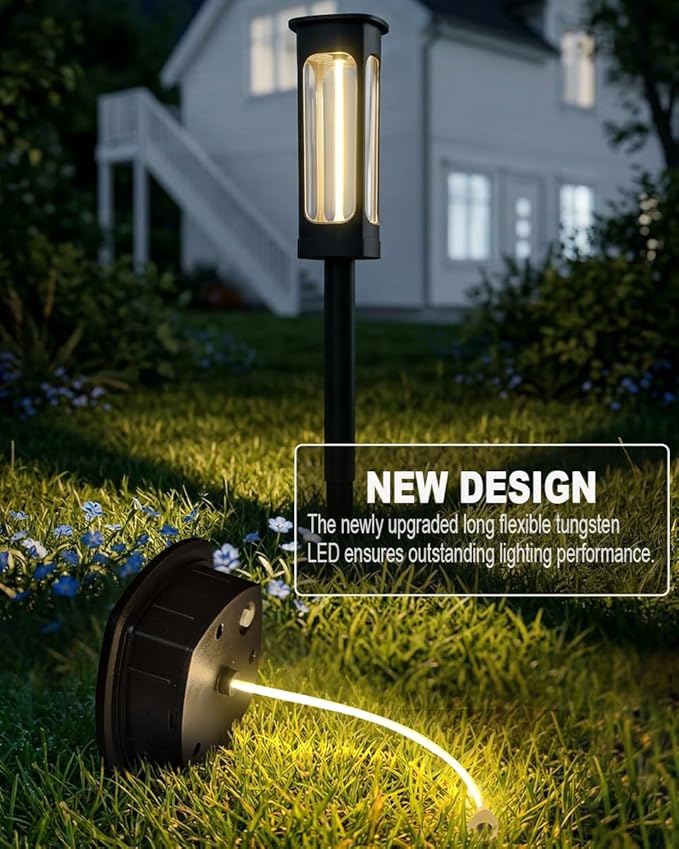 LIANGLOME Solar Pathway Lights Outdoor - IP55 Waterproof Solar Lights with 100+ Flexible Filament LEDs, 3000K Warm White, 10-15H Runtime, Outdoor Solar Lights for Yard Patio Garden