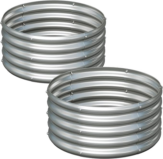 2Pack 2x2x1ft Galvanized Raised Garden Bed, Planter Raised Garden Beds Outdoor, Round Clearance Raised Garden Beds for Gardening Vegetables……