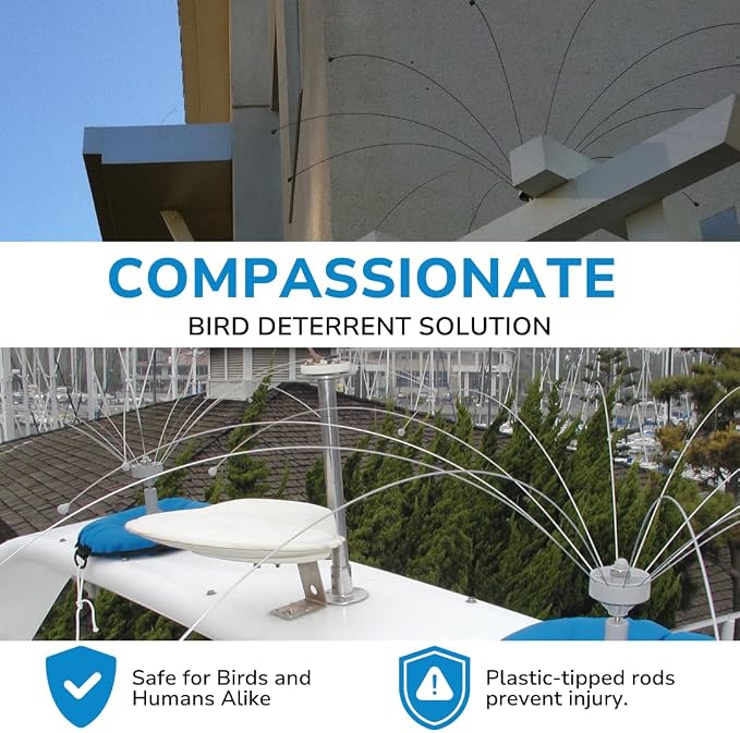 Bird Barrier Daddi Long Legs - 6 Ft | Scare Birds Away with Innovative Bird Spider Design | Bird Deterrent for Outside | Easy Installation on Roofs, Boats & HVAC Units | Durable Stainless Made in USA