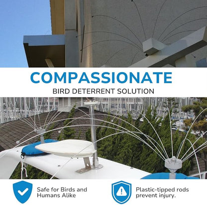 Bird Barrier Daddi Long Legs - 8 Ft | Scare Birds Away with Innovative Bird Spider Design | Bird Deterrent for Outside | Easy Installation on Roofs, Boats & HVAC Units | Durable Stainless |Made in USA