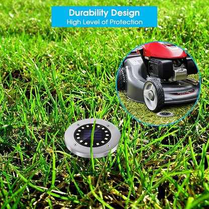 NFESOLAR Blue Solar Ground Lights Outdoor with 16 LEDs Waterproof Outdoor