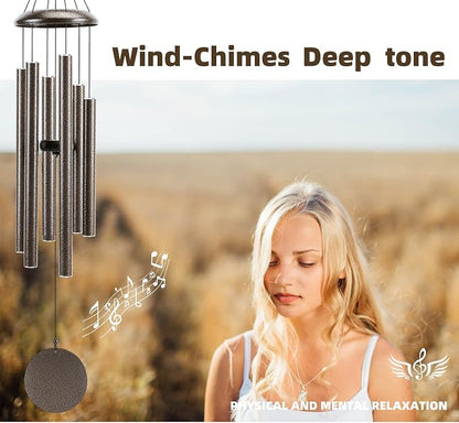 Wind-Chimes-Outdoor-Large-Decor, Deep Tone Soothing Melodic Tones Windchimes, Wind Chimes for Outside, Memorial Wind Chime Best Gift for Mom Women Grandma Neighbors（40" Brown）