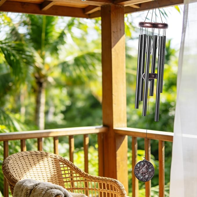Cardinal Wind Chimes for Outside – Vintage Copper 3D Embossed Cardinal Wind Catcher, Deep Tone Wind Chime Outdoor Clearance, Outdoor Bird Hanging Décor, Gifts with Card and Box for Women Men
