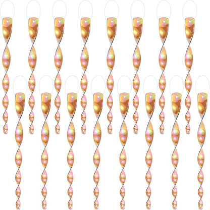 M METERXITY 16-Pack Bird Reflective Rods 11.5 Inch Spiral Bird Scare Rods Hanging Birds Deterrent Device for Yard/Patio/Garden/Farm/Decoration [Brown]