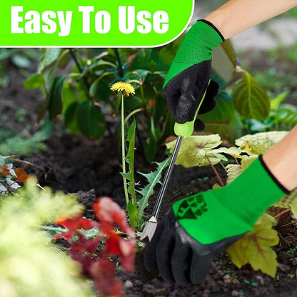 Honoson 2 Pcs Weed Puller Tool Dandelion Puller Digger with Soft Handle Polished Stainless Steel Garden Hand Weeder Remover Tool with Gloves for Garden Lawn Farmland Planting Care in Patio Lawn Yard