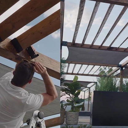 2x4 Joist Hangers, 45 Degree Louver Brackets, Q235 Steel, 16 Pairs | Black Powder-Coated 2 mm Plates for Pergola Shade Louvers, Decks, Floors and Ceiling Joists