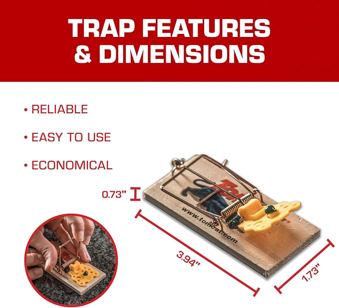 Tomcat Mouse Traps (Wooden), 24 Traps | Disposable Non-Chemical Mouse Trap for Homes, Garages and Basements, 12 Packages Each with 12 Traps