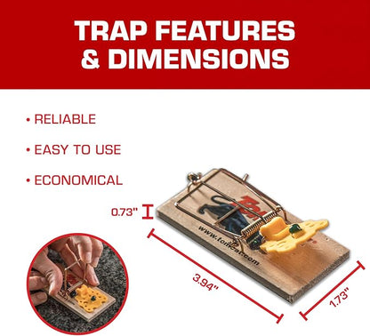 Tomcat Mouse Traps (Wooden), 24 Traps | Disposable Non-Chemical Mouse Trap for Homes, Garages and Basements, 12 Packages Each with 12 Traps