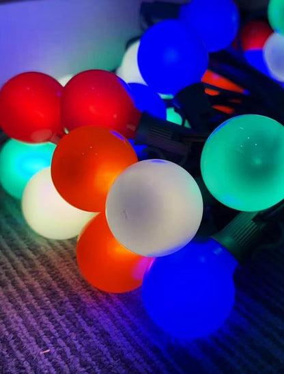 G40 LED Outdoor Christmas String Lights, 25FT Hanging Globe String Light | 25+2 Shatterproof Ceramic Multicolor Lights, Connectable, Waterproof Patio Lights for Balcony Pergola Decor, Green Wire