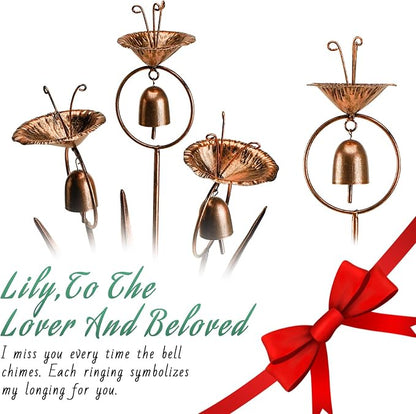 WSgift Gardens Metal Calla Lily Flowers with Bells for Outside Yard Art Metal Lilies Bronze