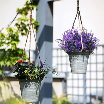 XLFAQXM 8 Pack Artificial Plants Flowers Grass Shrubs Lavender No Fade Faux Plastic Flowers Outdoor for Farmhouse Garden Porch Patio Indoor Wedding Decoration Greenery Fake Plants uv Resistant