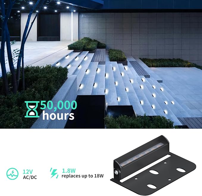 4inch 1.8W 12V AC/DC Low Voltage Landscape Lighting,5000K Daylight White Retaining Wall Light,Hardscape Lighting Paver Light,50,000 Hours Lifespan Outdoor Step Light,4Packs-Black