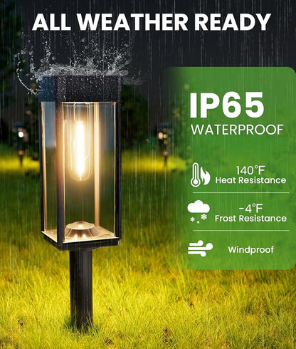 BITPOTT Bright Solar Pathway Lights Outdoor Waterproof IP65, 8 Pack Auto On/Off Solar Outdoor Lights for Path, Yard, Patio, Landscape, Lawn, Walkway, Driveway, Garden Decor Lighting Solar Powered