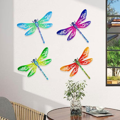 SUNREEK Metal Dragonfly Wall Decor, 12 Inches Dragonfly Outdoor Wall Art for Fence Garden Yard Patio Decorations
