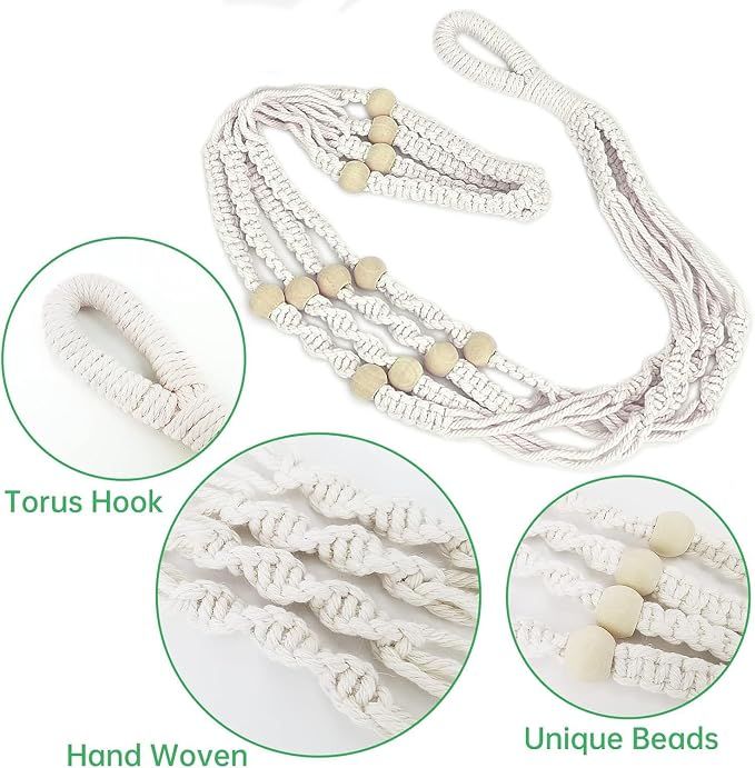 2 Pack Plant Hanger - 29.5" & 23.5" Hanging Planters, Handmade Cotton Rope Plant Holder Fits 3.9"-11.8" Flower Pots Indoor & Outdoor Boho Home Decor (POTS NOT Included)